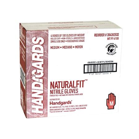 Hangards Naturalfit Powder Free Blue Medium Nitrile Glove, PK400